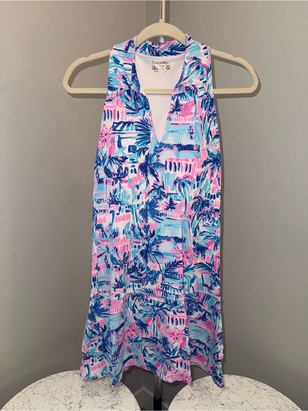Lilly Pulitzer Multicolor Tropical Collared Tennis/Golf Dress - Pink, Blue, Aqua
